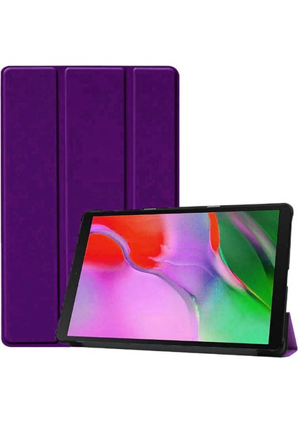 Samsung Galaxy Tab S5E T720 Kılıf Smart Cover Katlanabilir Standlı Tablet Akıllı Kapak - Mor