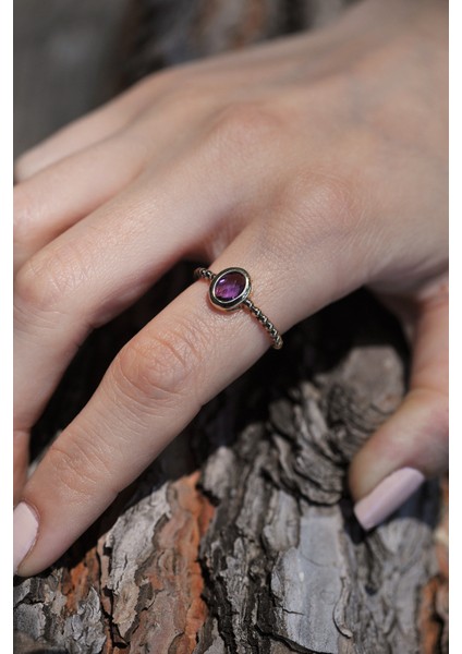 Kadın Mini Mor Kuvars Taşlı Altın Yüzük fiyatları