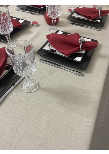Keten Görünümlü Begonvil Masa Örtüsü Kapuçino fırsatları