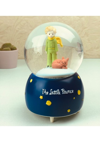 Le Petit Prince/küçük Prens Orta Boy Işıklı Müzikli Kar Küresi (Lacivert)