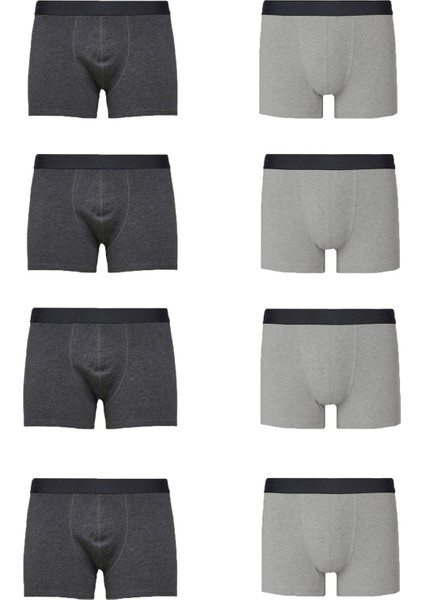 Erkek 8' Li Premium Gri-Füme Likralı Boxer