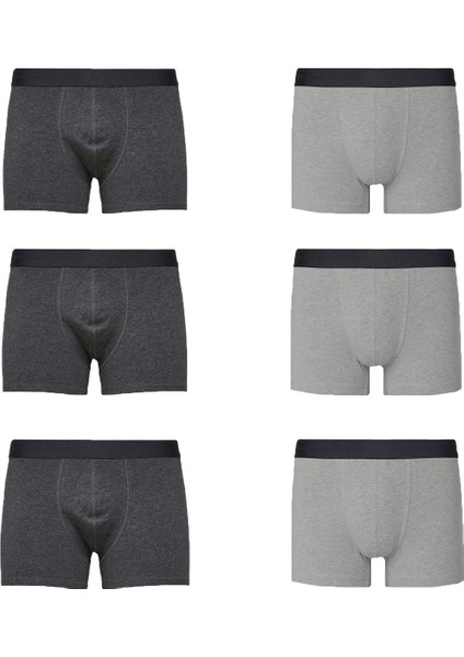 Erkek 6' Lı Premium Gri-Füme Likralı Boxer
