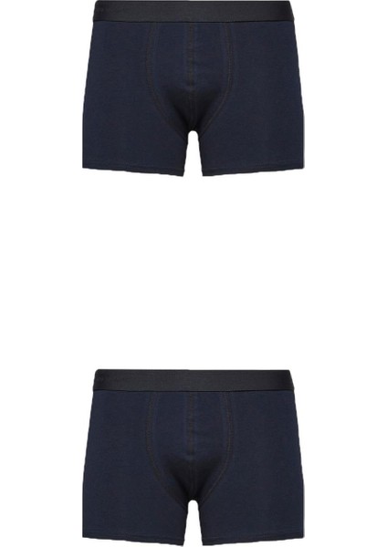Erkek Premium Likralı 2'li Boxer Lacivert