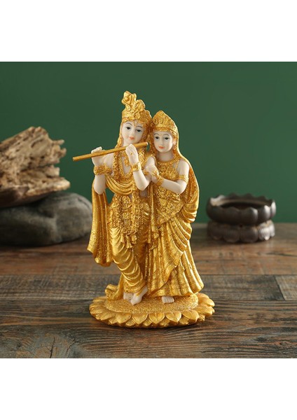 F Fityle Radha Krishna Buda Heykeli Reçine Heykelcik Hindu Tanrıça Idol Deity Hediyeler (Yurt Dışından) modelleri