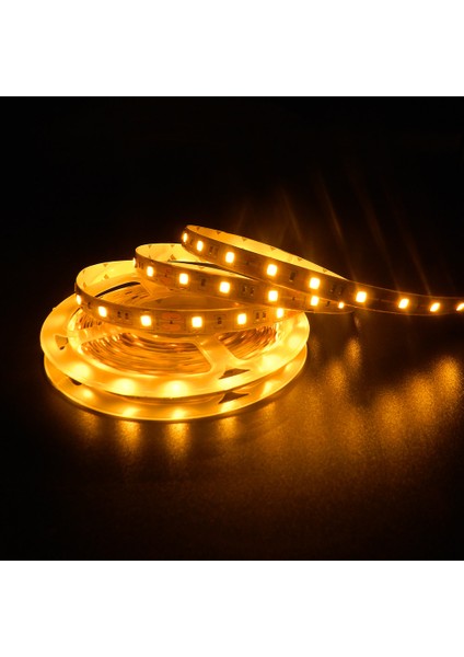 Adaptörlü ve Açma-Kapama Anahtarlı Şerit LED Seti 12V 1 Metre Amber