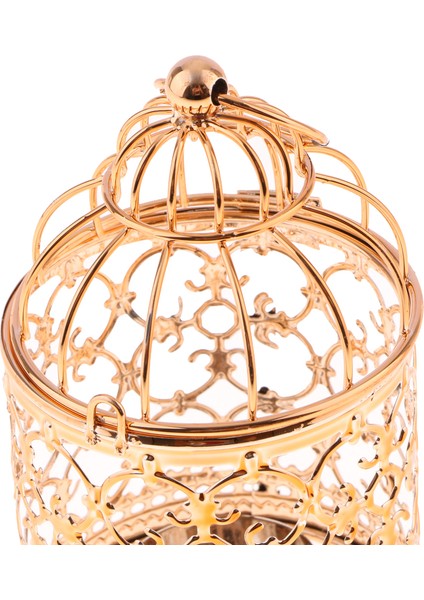 F Fityle Kuş Kafesi Mumluk Metal Tealight Fener Masa Parçası - A-Gül Altın (Yurt Dışından)
