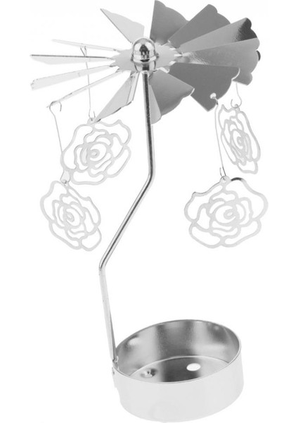 F Fityle 1 Metal Çay Işık Dekor Mumluk Döner Süs- Gül (Yurt Dışından)
