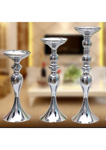 F Fityle Düğün Metal Çiçek Vazo Ekici Dekor Çay Işık Mumluk Gümüş-M (Yurt Dışından) fiyatları