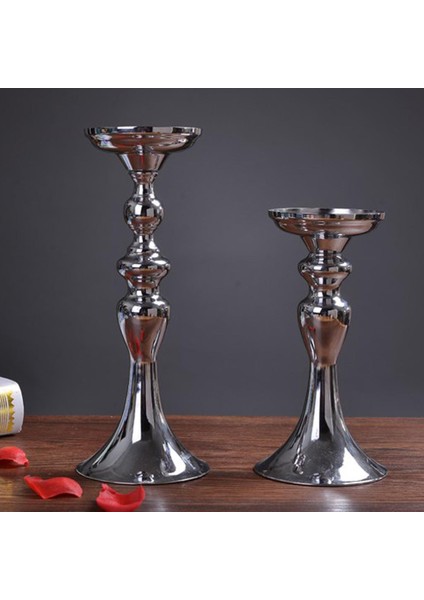 F Fityle Düğün Metal Çiçek Vazo Ekici Dekor Çay Işık Mumluk Gümüş-M (Yurt Dışından) fırsatları