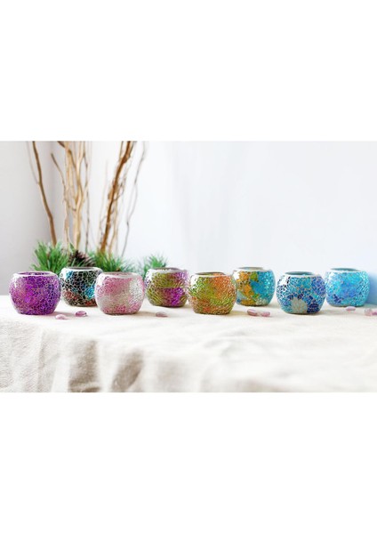 F Fityle Mozaik Cam Mumluk Tealight Adalet Tutucu Düğün Parti Decor_ E (Yurt Dışından)