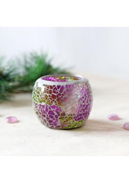 F Fityle Mozaik Cam Mumluk Tealight Adalet Tutucu Düğün Parti Decor_ E (Yurt Dışından)