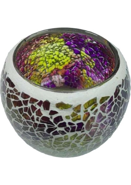 F Fityle Mozaik Cam Mumluk Tealight Adalet Tutucu Düğün Parti Decor_ E (Yurt Dışından)