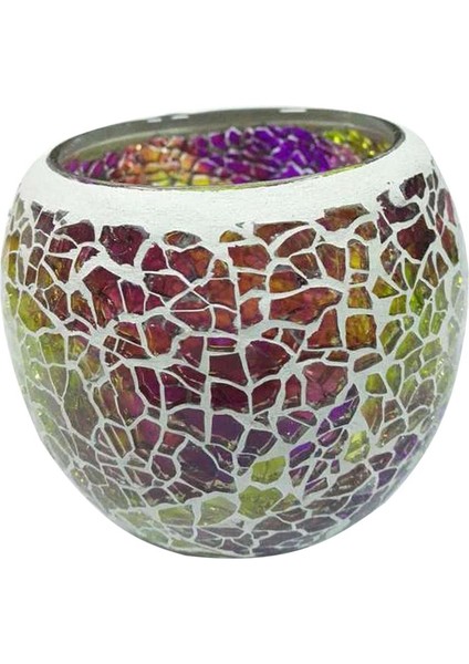 F Fityle Mozaik Cam Mumluk Tealight Adalet Tutucu Düğün Parti Decor_ E (Yurt Dışından)
