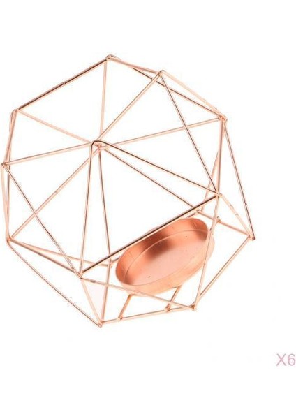 F Fityle 6 Adet 3D Geometrik Düğün Şamdan Adil Mum Tealight Tutucu Gold1 (Yurt Dışından)