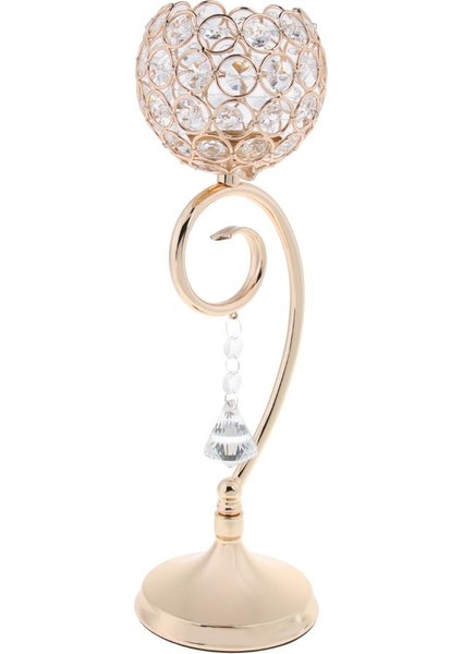 F Fityle Küre Ayağı Kristal Mum Çay Işık Tutucu Düğün Centerpiece 35 cm Altın (Yurt Dışından)