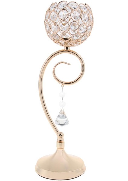 F Fityle Küre Ayağı Kristal Mum Çay Işık Tutucu Düğün Centerpiece 35 cm Altın (Yurt Dışından) modelleri