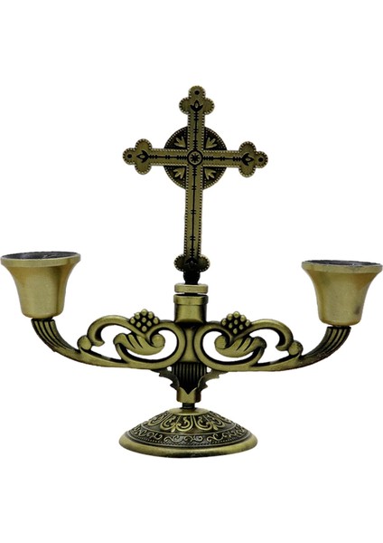 F Fityle Retro Avrupa Mum Stick Tutucu Zarif 2-Kafa Şamdan Standı Bronz (Yurt Dışından)