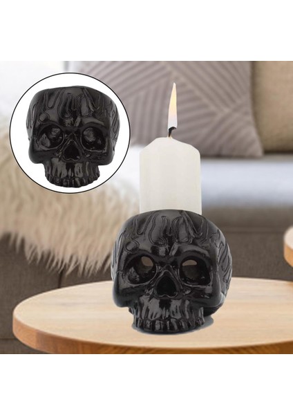 F Fityle Reçine Siyah Kafatası Mumluk Şamdan Heykeli Craft Cadılar Bayramı Dekor (Yurt Dışından) fırsatları
