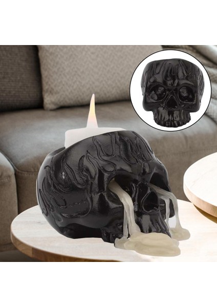 F Fityle Reçine Siyah Kafatası Mumluk Şamdan Heykeli Craft Cadılar Bayramı Dekor (Yurt Dışından) indirimleri