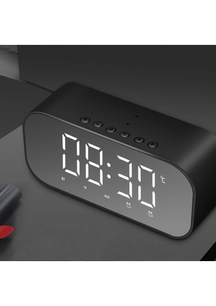 Dijital LED Snooze Çalar Saat Bluetooth Hoparlör Tf / Aux / USB Bağlantı Noktası Siyah (Yurt Dışından)