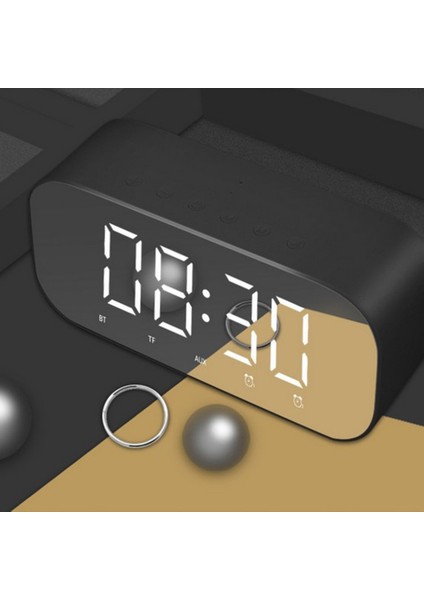 Dijital LED Snooze Çalar Saat Bluetooth Hoparlör Tf / Aux / USB Bağlantı Noktası Siyah (Yurt Dışından)