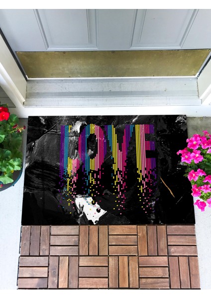 Love Kapı Önü Paspası Dekoratif Kapı Paspası Dış Mekan Paspas Ev Içi Paspası 45X70CM