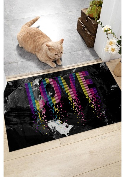 Love Kapı Önü Paspası Dekoratif Kapı Paspası Dış Mekan Paspas Ev Içi Paspası 45X70CM