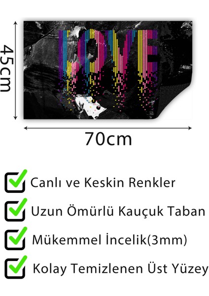Love Kapı Önü Paspası Dekoratif Kapı Paspası Dış Mekan Paspas Ev Içi Paspası 45X70CM
