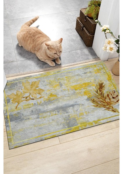 Altın Yaprak Kapı Önü Paspası Dekoratif Kapı Paspası Dış Mekan Paspas Ev Içi Paspası 45X70CM