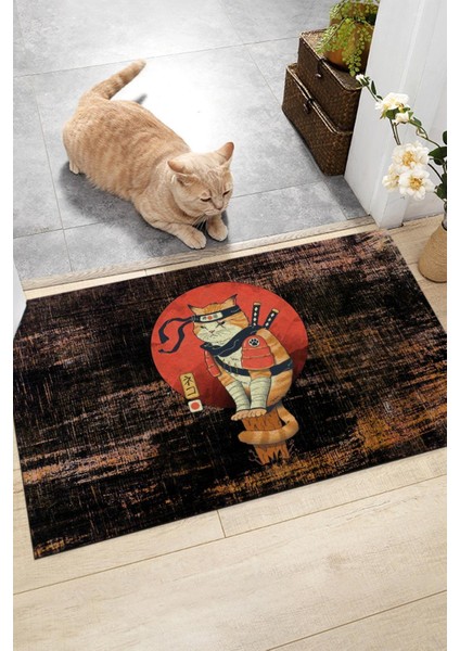 Ninja Kedi Kapı Önü Paspası Dekoratif Kapı Paspası Dış Mekan Paspas Ev Içi Paspası 45X70CM