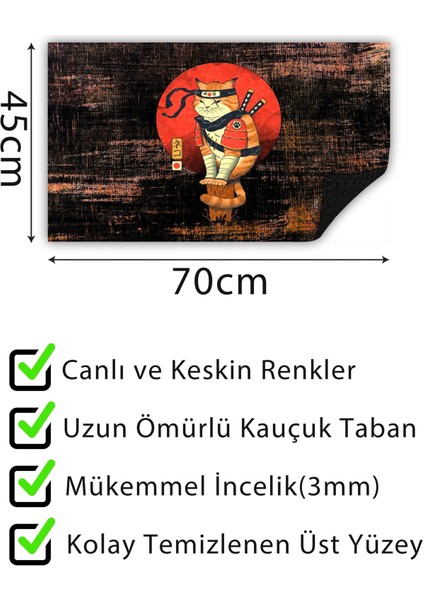 Ninja Kedi Kapı Önü Paspası Dekoratif Kapı Paspası Dış Mekan Paspas Ev Içi Paspası 45X70CM