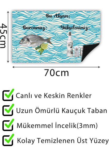 Rakı Balık Kapı Önü Paspası Dekoratif Kapı Paspası Dış Mekan Paspas Ev Içi Paspası 45X70CM