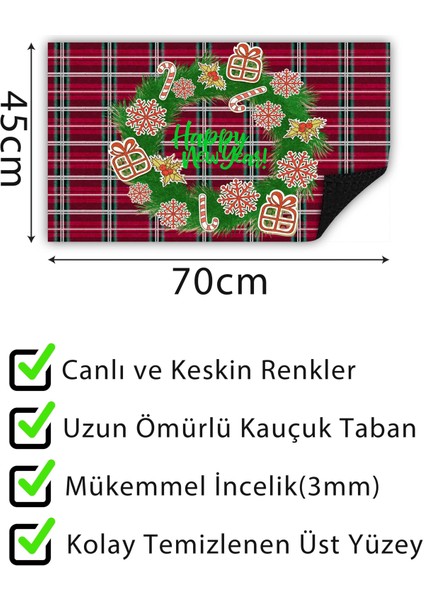 Yeni Yıl Süs Kapı Önü Paspası Dekoratif Kapı Paspası Dış Mekan Paspas Ev Içi Paspası 45X70CM