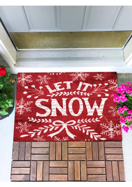 Let It Snow Kapı Önü Paspası Dekoratif Kapı Paspası Dış Mekan Paspas Ev Içi Paspası 45X70CM