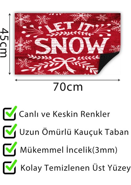 Let It Snow Kapı Önü Paspası Dekoratif Kapı Paspası Dış Mekan Paspas Ev Içi Paspası 45X70CM