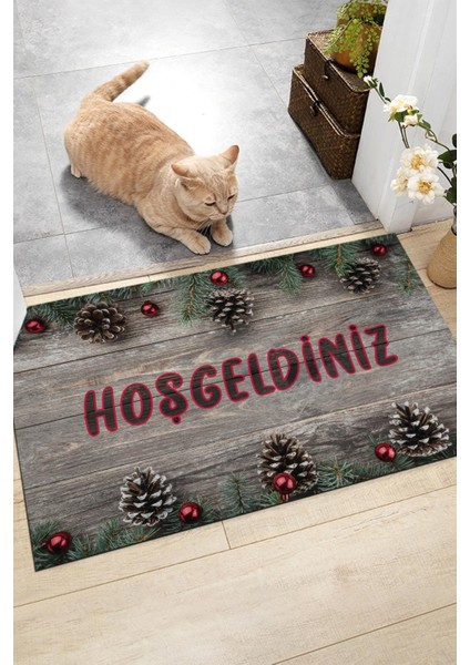 Hoşgeldiniz Ahşap Kapı Önü Paspası Dekoratif Kapı Paspası Dış Mekan Paspas Ev Içi Paspası 45X70CM