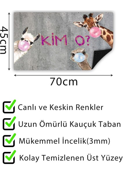 Buket Home Kim O Kapı Önü Paspası Dekoratif Kapı Paspası Dış Mekan Paspas Ev Içi Paspası 45X70CM