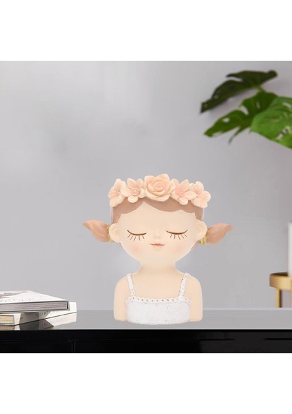 F Fityle Reçine Kız Şekli Bitki Saksı Ekici Kadınlar Kafa Heykeli Etli Pot 11X7X11CM (Yurt Dışından) fiyatları