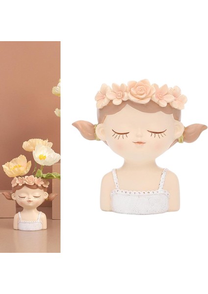 F Fityle Reçine Kız Şekli Bitki Saksı Ekici Kadınlar Kafa Heykeli Etli Pot 11X7X11CM (Yurt Dışından) modelleri