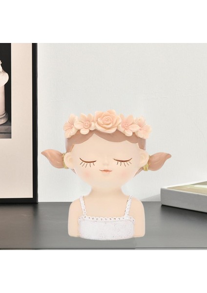 F Fityle Reçine Kız Şekli Bitki Saksı Ekici Kadınlar Kafa Heykeli Etli Pot 11X7X11CM (Yurt Dışından) fırsatları
