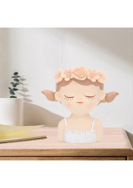 F Fityle Reçine Kız Şekli Bitki Saksı Ekici Kadınlar Kafa Heykeli Etli Pot 11X7X11CM (Yurt Dışından) indirimleri