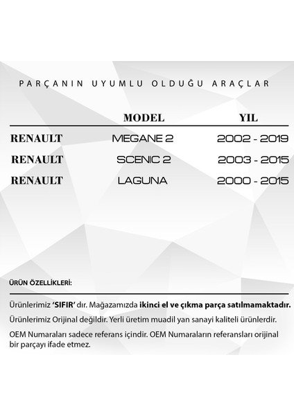 Renault Megane 2, Scenic 2, Laguna Için Sunroof Kumanda Çerçevesi