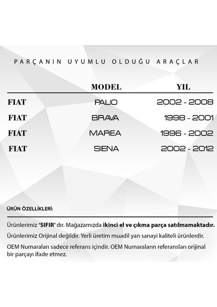 Alpha Auto Part Fiat Palio, Brava, Marea, Siena Için Koltuk Yatırma Makarası