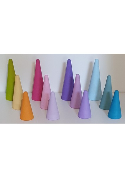 Kırt Kırt Ahşap Waldorf Ormanı Piramit 12'li Set Pastel Boyalı fırsatları