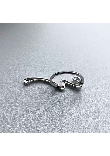 TS001345 M Harfi Motifli 925 Ayar Gümüş H.ürün Kadın Ayarlanabilir Yüzük