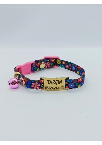 İsimli Çiçekli Kedi Tasması 19-32 cm M modelleri