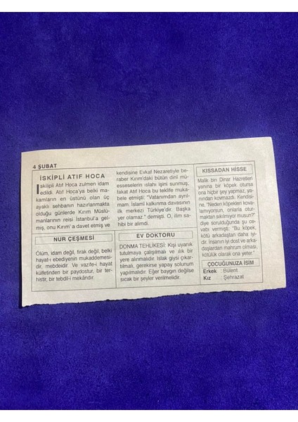 4 Şubat 2005 Takvim Yaprağı - Nostalji Koleksiyonluk Takvim Yaprağı