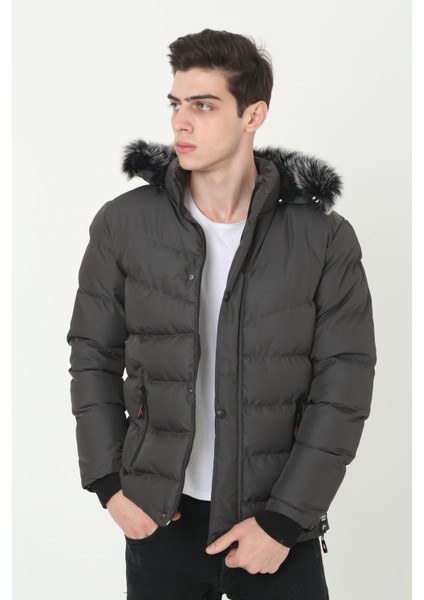 Su Gecirmez Içi Polarlı Kapişonlu Kürklü Spor Mont