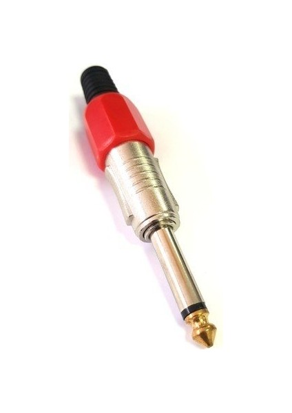6.3mm Mono Metal Gitar Jak Erkek - Kırmızı