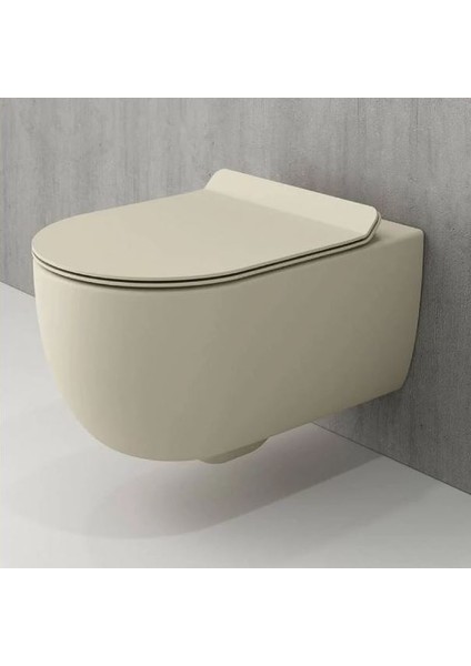 Bocchi V-Tondo 1416-007-0128 Rimless Asma Klozet Seti, Mat Yasemin (Klozet Kapağı Dahildir)